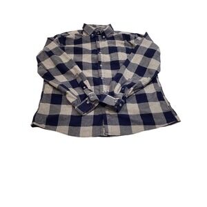 Eddie Bauer Mens Large Classic Fit Flannel Shirt Navy Blue Grey Buffalo Check